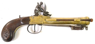 Lot 488 - An Early 19th Century Continental Naval Blunderbuss Pistol, the 14cm bronze cannon barrel with...