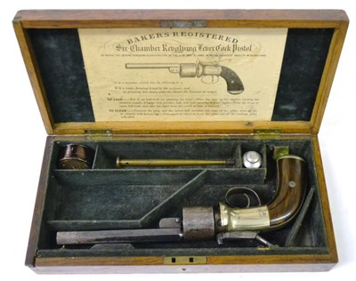 Lot 490 - A Good Quality T K Baker's Six Shot Single Action Percussion Revolver, the 14cm blued steel...