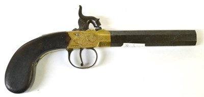 Lot 495 - A 19th Century Percussion Cap Travelling Pistol by Cogswell, with 10cm octagonal steel barrel...