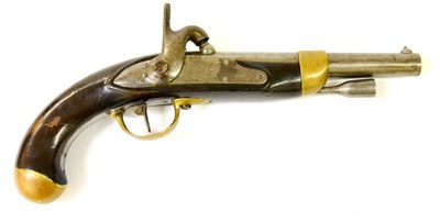 Lot 500 - A French 1822 T Bis Pattern Percussion Cavalry Pistol, the 20cm steel barrel with domed nipple...