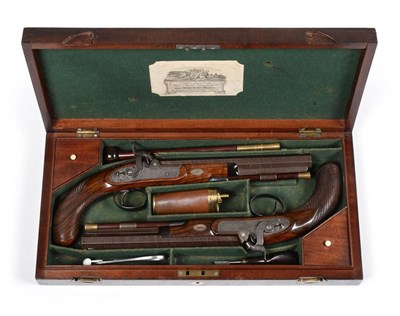 Lot 502 - A Good Pair of 19th Century Percussion Officer's Pistols by John Blanch, London, 36 bore, each with