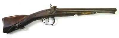 Lot 529 - A 19th Century Belgian Percussion Short Double Barrel Stagecoach/Hunting Gun, the 30cm browned...