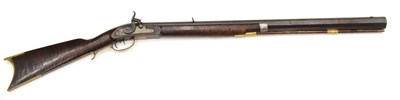 Lot 530 - A 19th Century American Percussion Kentucky Plains Rifle, the heavy 78cm browned octagonal...