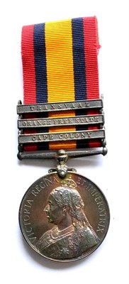 Lot 32 - A Queen's South Africa Medal, 1899-1902, to 3921 Pte. F. Sheridan, York: Lanc: Regt., with...