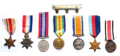 Lot 52 - A Family Group of First and Second World War Medals, comprising First World War group of three...