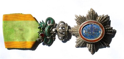 Lot 78 - French Colonial, Order of the Dragon of Annam, silver and enamel breast badge