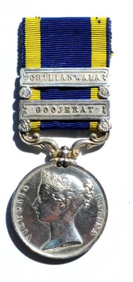 Lot 83 - A Punjab Medal, 1848-49, to Serjt. W. Plaw. 24th Foot, with Chilianwala and Goojerat clasps