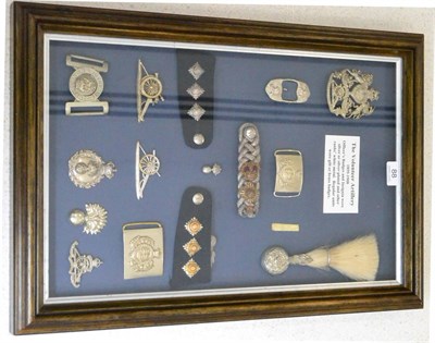 Lot 88 - A Collection of Sixteen Mainly Silver Plated Items comprising military badges, insignia, belt...