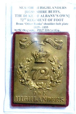 Lot 108 - Seaforth Highlanders, [Ross-shire Buffs, The Duke of Albany's Own] 72nd. Regiment of Foot,...