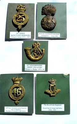 Lot 116 - Four Brass Glengarry Badges, comprising: 52nd. Oxfordshire Light Infantry; 25th. Foot [King's...