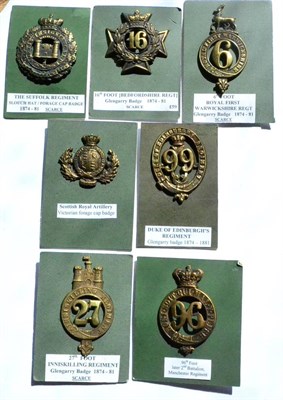 Lot 117 - Five Replica Brass Glengarry Badges, comprising: 27th. Foot, Inniskilling Regiment; 96th. Foot;...