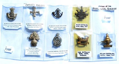 Lot 121 - A Collection of Five Officer's Badges, comprising: Durham Light Infantry silver-plated...