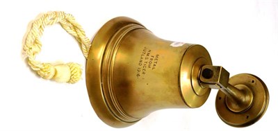 Lot 125 - A Bronze Bell, inscribed, ";Made from metal from HMS Tiger, Jutland 1916";, with integral wall...