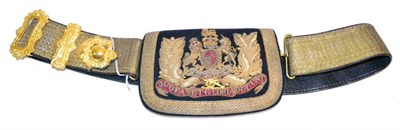 Lot 133 - A Victorian Pouch and Crossbelt to the Royal Artillery, the black morocco leather belt with...