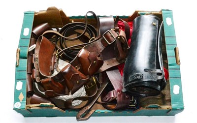 Lot 135 - A Collection of Militaria including three leather Sam Browne belts, two leather ammunition...