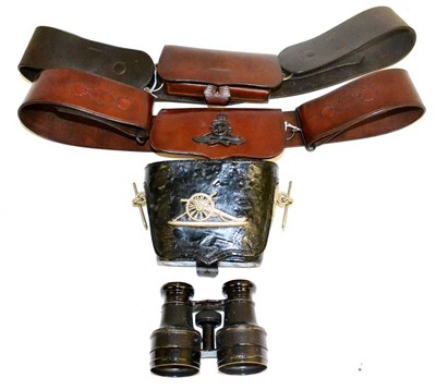 Lot 139 - A Pair of Late Victorian Black Enamelled Brass Military Field Glasses, the barrels leather covered