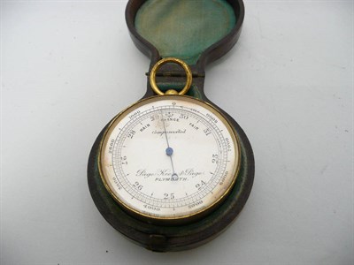 Lot 471 - A Pocket Compensated Barometer, Page, Keen & Page, Plymouth, in gilt metal case and original...