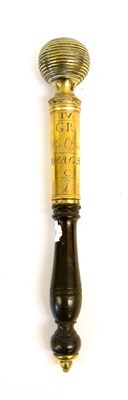 Lot 176 - A George IV Irish Tipstaff, with a brass reeded ball finial over a circular section shaft engraved