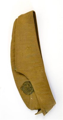 Lot 179 - A Royal Flying Corps Khaki Side Cap, fitted with a badge (front buttons lacking), velvet sweatband