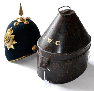 Lot 186 - East Yorkshire Regiment, An Officer's 1878 Pattern Blue Cloth Covered Helmet, complete with...