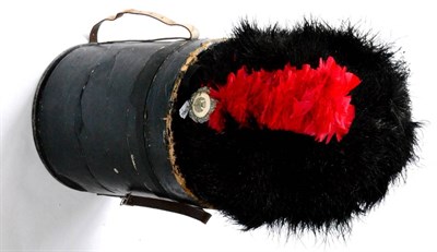 Lot 201 - A Scottish Regimental Five-Tailed Feather Bonnet, red feather hackle, diced red and white band,...