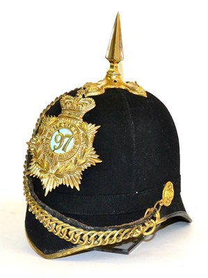 Lot 203 - A Victorian Officer's Spiked Blue Cloth Helmet, with associated badge, gilt brass spike, ear...