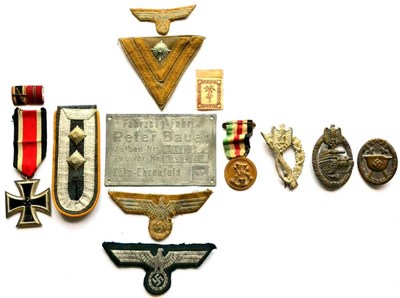 Lot 225 - A Small Collection of German Third Reich Memorabilia, including 1939 Iron Cross, Wound Badge,...