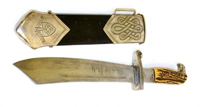 Lot 233 - A German Third Reich RAD Subordinate's Hewer and Scabbard, the single-fullered blade etched...