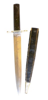 Lot 241 - An Early 20th Century Bowie Knife, the tapering double edge blade length 20.5 cm, stamped ";English