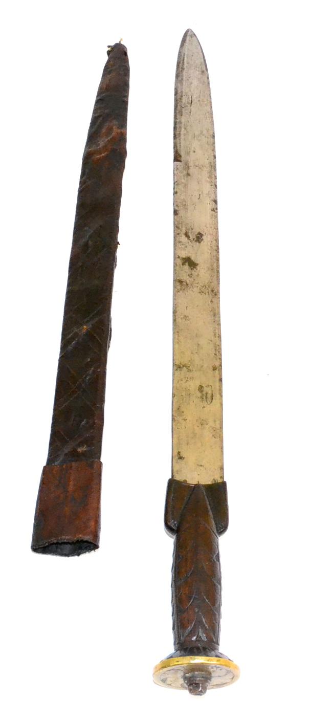 Lot 243 - An 18th Century Scottish Dirk, with 40.5cm single edge blade, engraved, ";Thy King and Countrys...