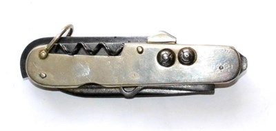 Lot 253 - An Early 20th Century Folding Pocket Knife by Harrods, Brompton Road, set with a hoof pick, a large