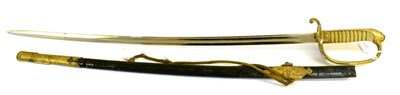 Lot 262 - A Second World War Japanese Officer's Dress Sword, the single-edged plated blade length 66.5cm,...