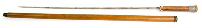 Lot 265 - A 19th Century English Sword Stick, the blade, length 71cm, etched with masonic emblems and bearing