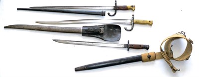 Lot 267 - A French Sword Bayonet, the back dated Janvier 1874, with metal scabbard and leather belt loop;...