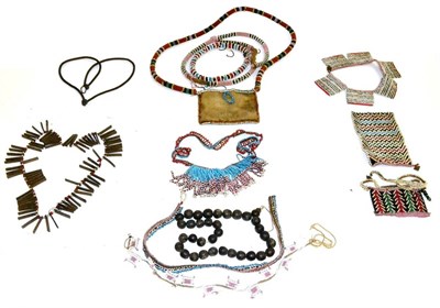 Lot 293 - A Collection of African Beadwork, mainly Zulu, comprising a purse necklace, six other various...