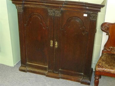 Lot 486 - An Early 18th Century Oak Bookcase Top, the bold cornice of breakfront form above two fielded panel