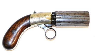 Lot 343 - A Cooper's Patent Six Shot Percussion Cap Pepperbox Revolver, retailed by Williams of...