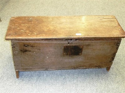 Lot 489 - A Mid 17th Century Oak Boarded Chest, of typical construction, 89cm by 31cm by 43cm