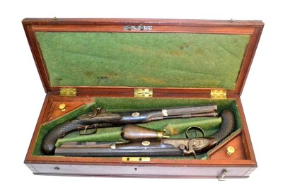 Lot 357 - A Pair of Percussion Duelling Pistols, by S. Brunn, Converted from Flintlock, each with an...