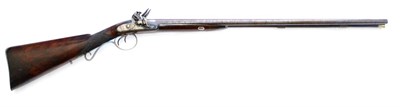 Lot 368 - An Early 19th Century Double Barrel Flintlock Shotgun, probably a conversion, the 76cm damascus...