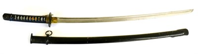 Lot 235A - A Second World War Japanese Gunto Katana, the 70cm machine made blade stamped no. 99928, iron...