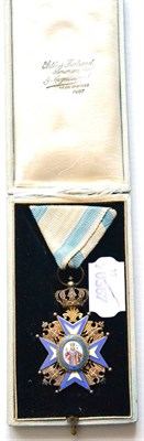 Lot 6 - Serbia Order of St. Sava, Type 2, 4th. Class Breast Badge, in original case of issue