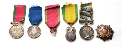 Lot 14 - A Group of Five Medals, to LIEUT JAMES LAMB, 50TH REGT., comprising Crimea medal with three...