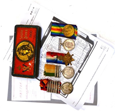 Lot 15 - A Boer War Pair of Medals, awarded to 71205 DVR.W.HATTON. R.H.A., comprising a Queen's South Africa