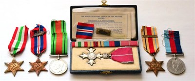 Lot 18 - A Second World War MBE Group of Six, to Major Eric Wood, R.A.S.C., comprising 1939-45 Star with oak