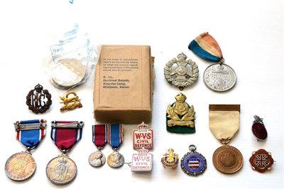 Lot 24 - A Jubilee Medal 1935 and a Coronation Medal 1937, with the miniatures; a Second World War Group...