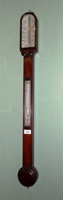 Lot 497 - A Rosewood Stick Barometer, W Heath, Optician, Plymouth, circa 1850, with arched vernier and...