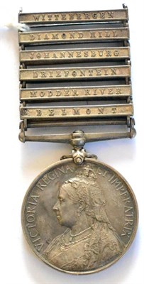 Lot 41 - A Queen's South Africa Medal, 1899, awarded to 9475 DR:F.Mc'VICAR, A.S.C., with six clasps,...