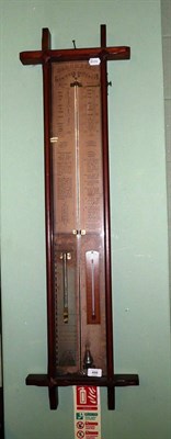 Lot 498 - An Admiral Fitzroy Barometer, circa 1890, the oak case with a central glazed panel, card dial...