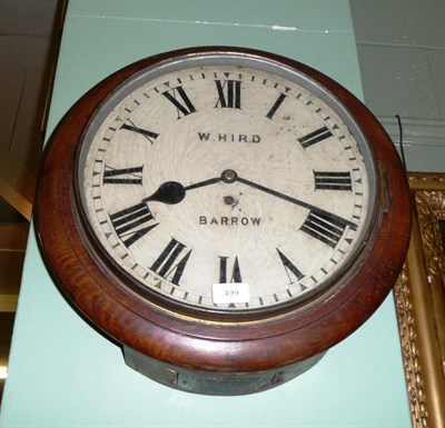 Lot 499 - An Oak Wall Timepiece, W.Hird, Barrow, circa 1890, the circular case with side and bottom...